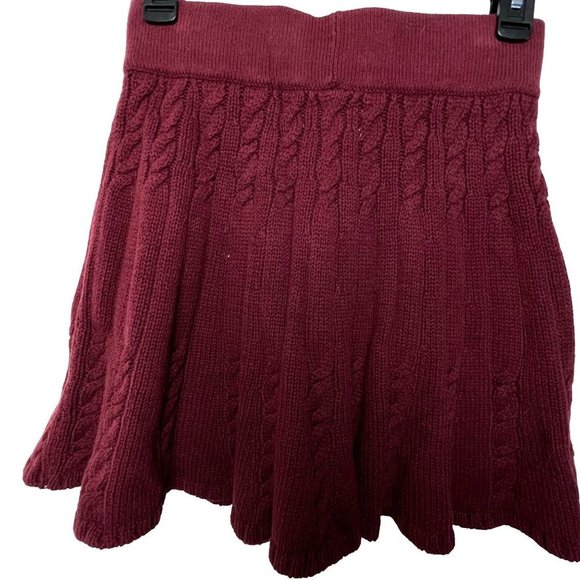 Hollister Dresses & Skirts - HOLLISTER ALINE Maroon Sweater Knit SKATER Fit and Flare Skirt Women SMALL